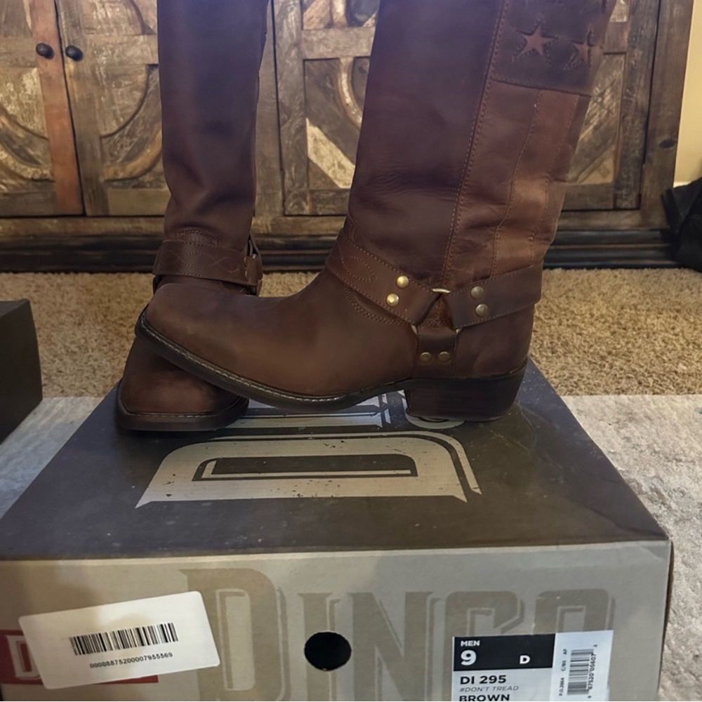 Dingo Don’t Tread Brown Leather Harness Boots Mens 9